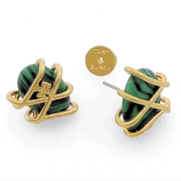 Tory Burch Roxanne Jeweled Stud Earrings with Dust bag NWT - Picture 4 of 4